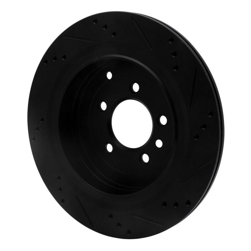 Land Rover Discovery Brake Rotor (1) - Rear Left - R1 Concepts - Drilled & Slotted - Black - `05-`16